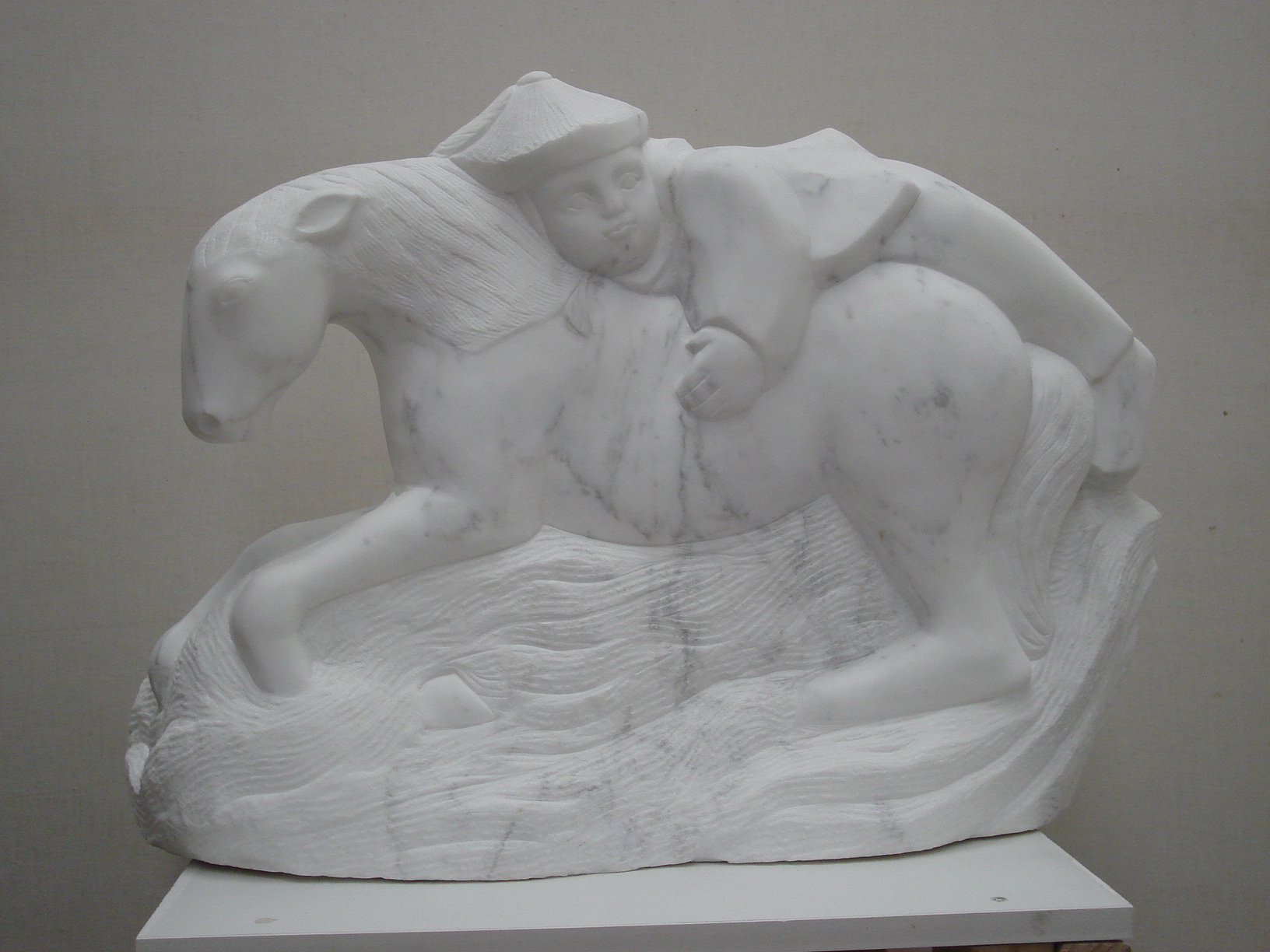 The Ride - marble sculpture by Berendina de Ruiter